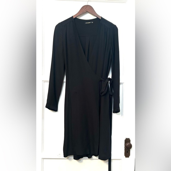 Massimo Dutti Black Wrap Tie Dress Size 6 - Picture 1 of 7